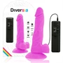 DIVERSIA - RUGALMAS VIBRÁLÓ VIBRÁCIÓS DILDÓ 18 CM - LILA