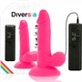 DIVERSIA - RUGALMAS VIBRÁLÓ VIBRÁCIÓS DILDÓ 17 CM - RÓZSASZÍN