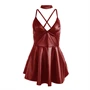 SUBBLIME - 955403 Elegáns Ruha Burgundy Bőr Pántokkal L/XL