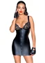 Powerwetlook mini-dress with lace chest and 2-way zipper-XL