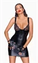 Powerwetlook mini-dress with lace chest and 2-way zipper-XL