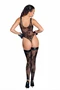 Tulle body with patterned flock embroidery - XL