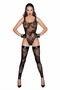 Tulle body with patterned flock embroidery - XL