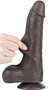 Csúszó bőr dildó – 16 x 4,2 cm, prémium fekete kivitel