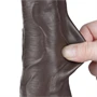 Csúszó bőr dildó – 16 x 4,2 cm, prémium fekete kivitel