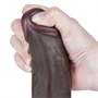 Csúszó bőr dildó – 16 x 4,2 cm, prémium fekete kivitel