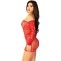 LEG AVENUE – érzéki hosszúujjú hálós mini ruha vörösben