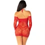 LEG AVENUE – érzéki hosszúujjú hálós mini ruha vörösben