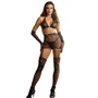 SUBBLIME - fekete halhálós bodystocking kesztyűvel és gyémántokkal