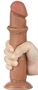 Prémium dildó – simogató bőrhatású, 17 x 4 cm, barna