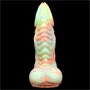 Rutuk Monster – prémium dildó, 17 x 6 cm, rózsaszín-zöld