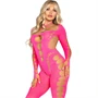 LEG AVENUE - Rózsaszín, nyitott hátú bodystocking, egy méret
