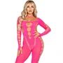 LEG AVENUE - Rózsaszín, nyitott hátú bodystocking, egy méret