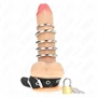 KINK - bőrszexgyűrű zárpánttal, 5 fémgyűrűvel