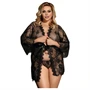 Subblime Queen Plus - csipke köntös szett - fekete (XL-2XL)