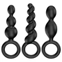 Satisfyer Booty Call - anál plug szett (fekete, 3 részes)