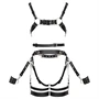 ZADO - többrészes bőr harness szett bilinccsel - fekete (S-M)