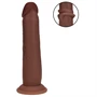 RealRock - dupla sűrűségű élethű dildó (barna) - 20,5 cm