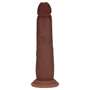 RealRock - dupla sűrűségű élethű dildó (barna) - 18,5 cm