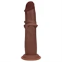 RealRock - dupla sűrűségű élethű dildó (barna) - 18,5 cm
