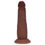 RealRock - dupla sűrűségű élethű dildó (barna) - 15,5 cm
