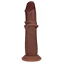 RealRock - dupla sűrűségű élethű dildó (barna) - 15,5 cm