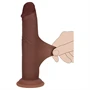 RealRock - dupla sűrűségű élethű dildó (barna) - 15,5 cm