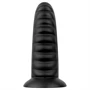 BUTTR Double Ribbed - óriás bordázott anál plug (fekete) - 26 cm