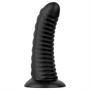 BUTTR Double Ribbed - óriás bordázott anál plug (fekete) - 26 cm