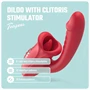 Teazers - vibrátoros dildó nyelves csiklóizgatóval (piros)