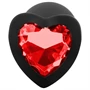 Sunfo - szilikon anál plug szíves piros kővel (fekete)