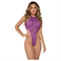 Zôf Violet - magasan kivágott csipke body nyakpánttal (lila)